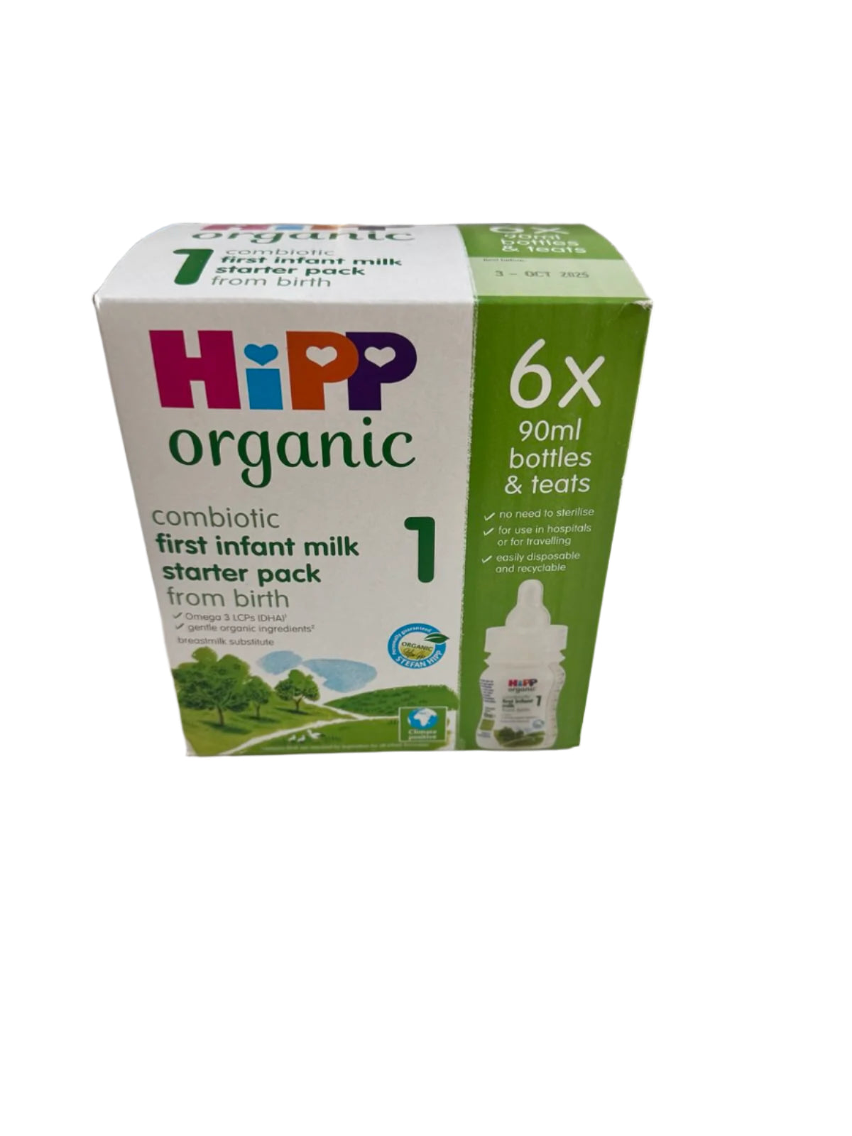 HiPP Organic 1 First Infant Baby Milk Ready to feed Starter pack (6x90ml bottles)