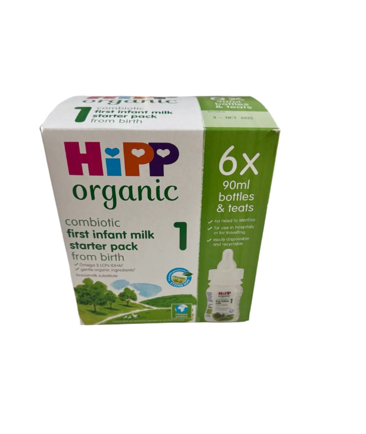 HiPP Organic 1 First Infant Baby Milk Ready to feed Starter pack (6x90ml bottles)
