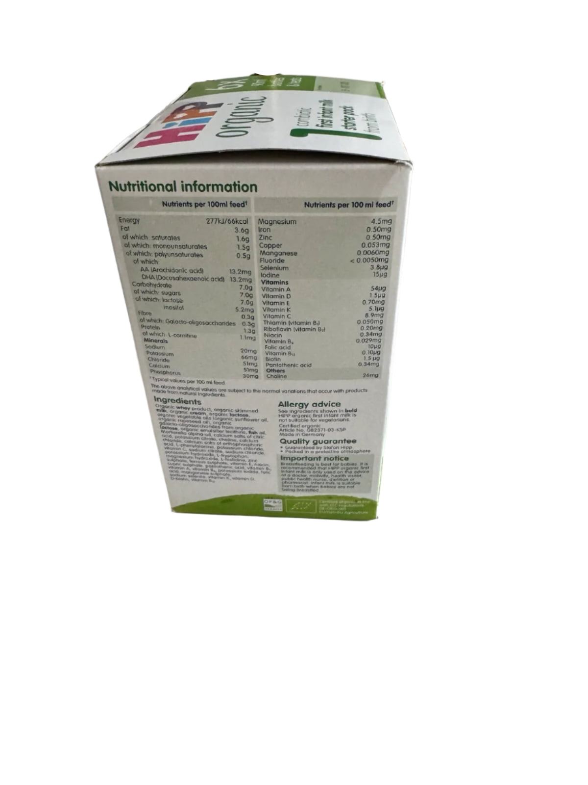 HiPP Organic 1 First Infant Baby Milk Ready to feed Starter pack (6x90ml bottles)