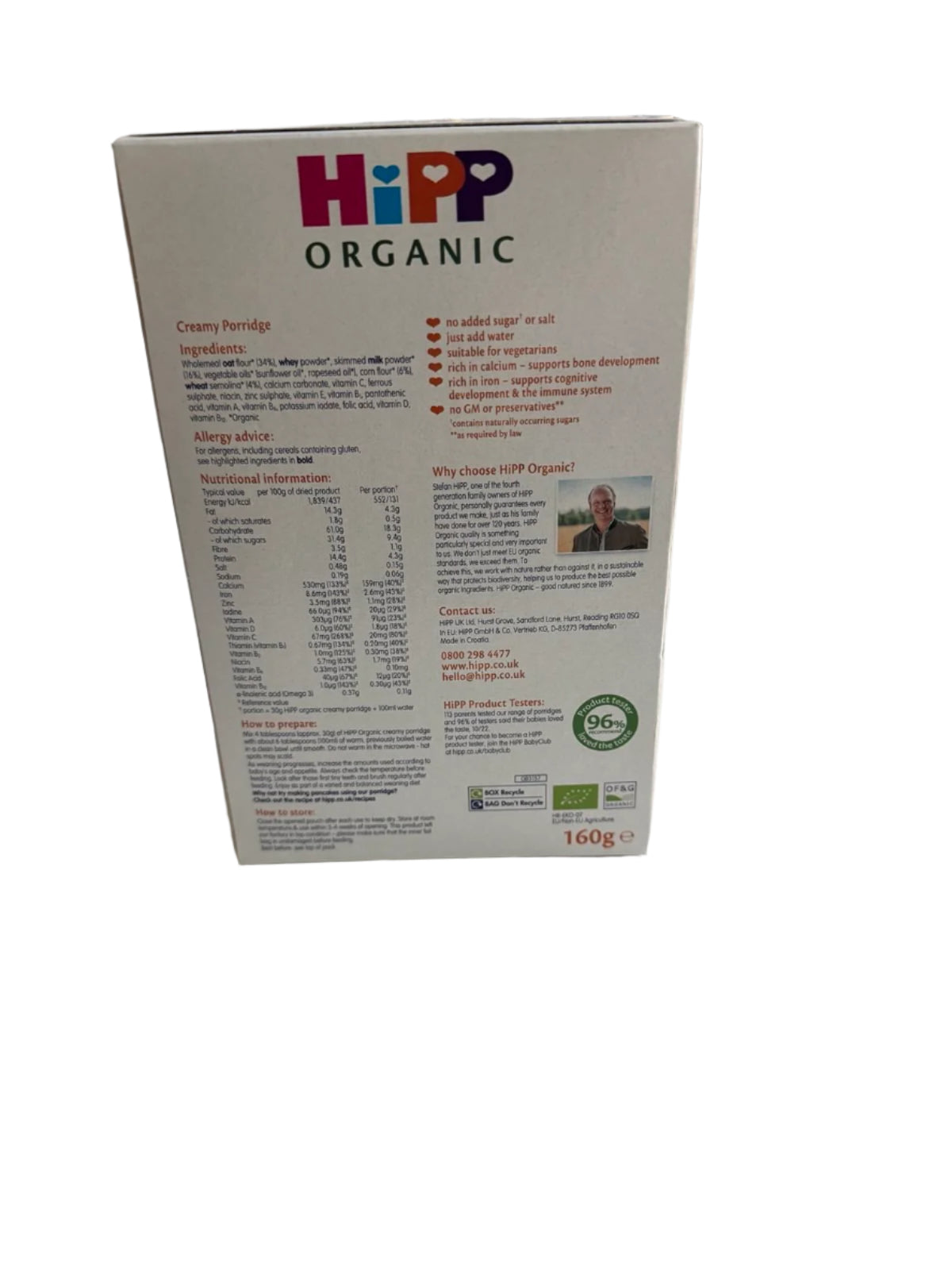 HiPP Organic Creamy Porridge Baby Cereal 6+ Months (160g)
