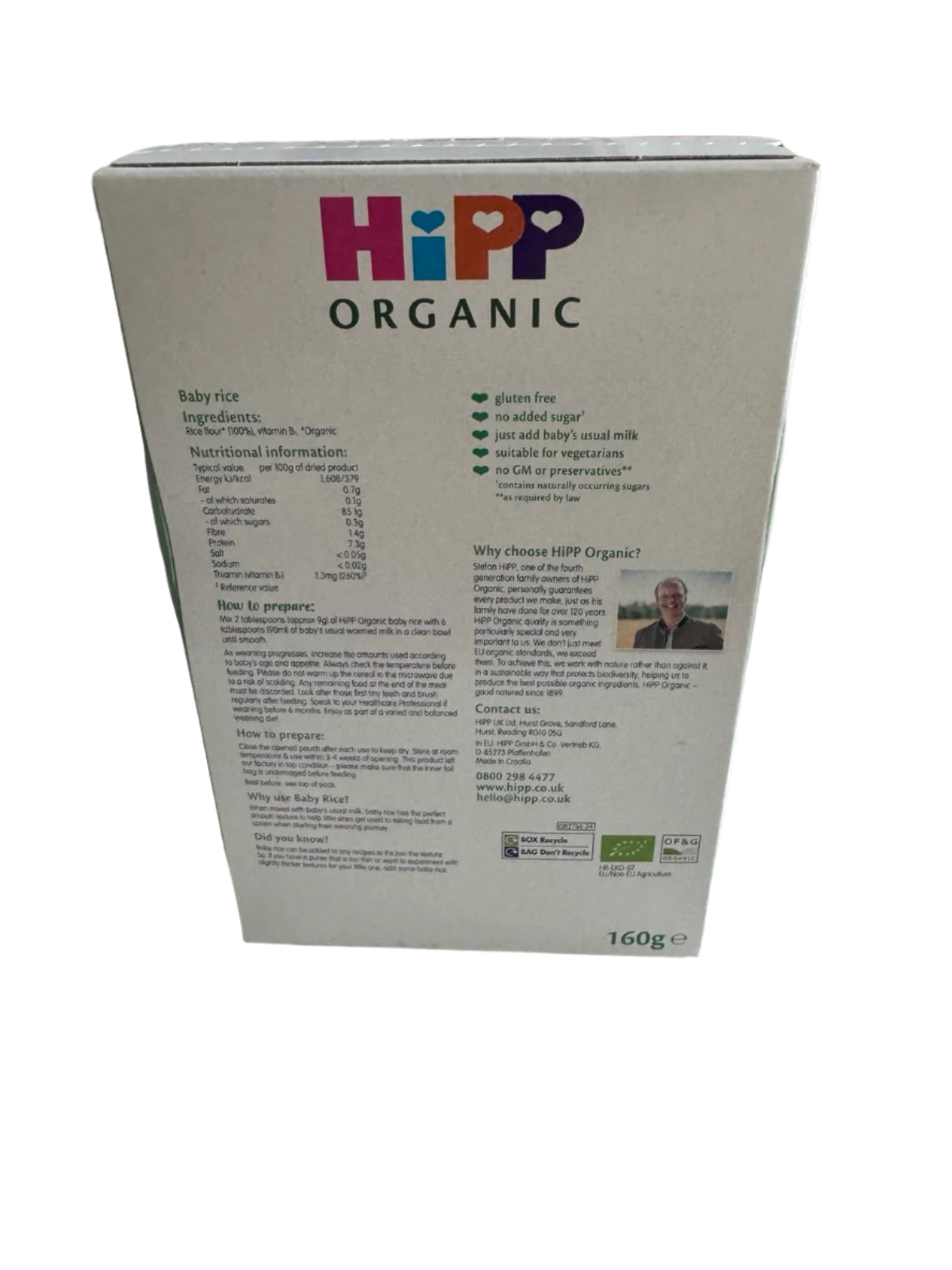 HiPP Organic 100% Baby Rice 6+ Months (160g)