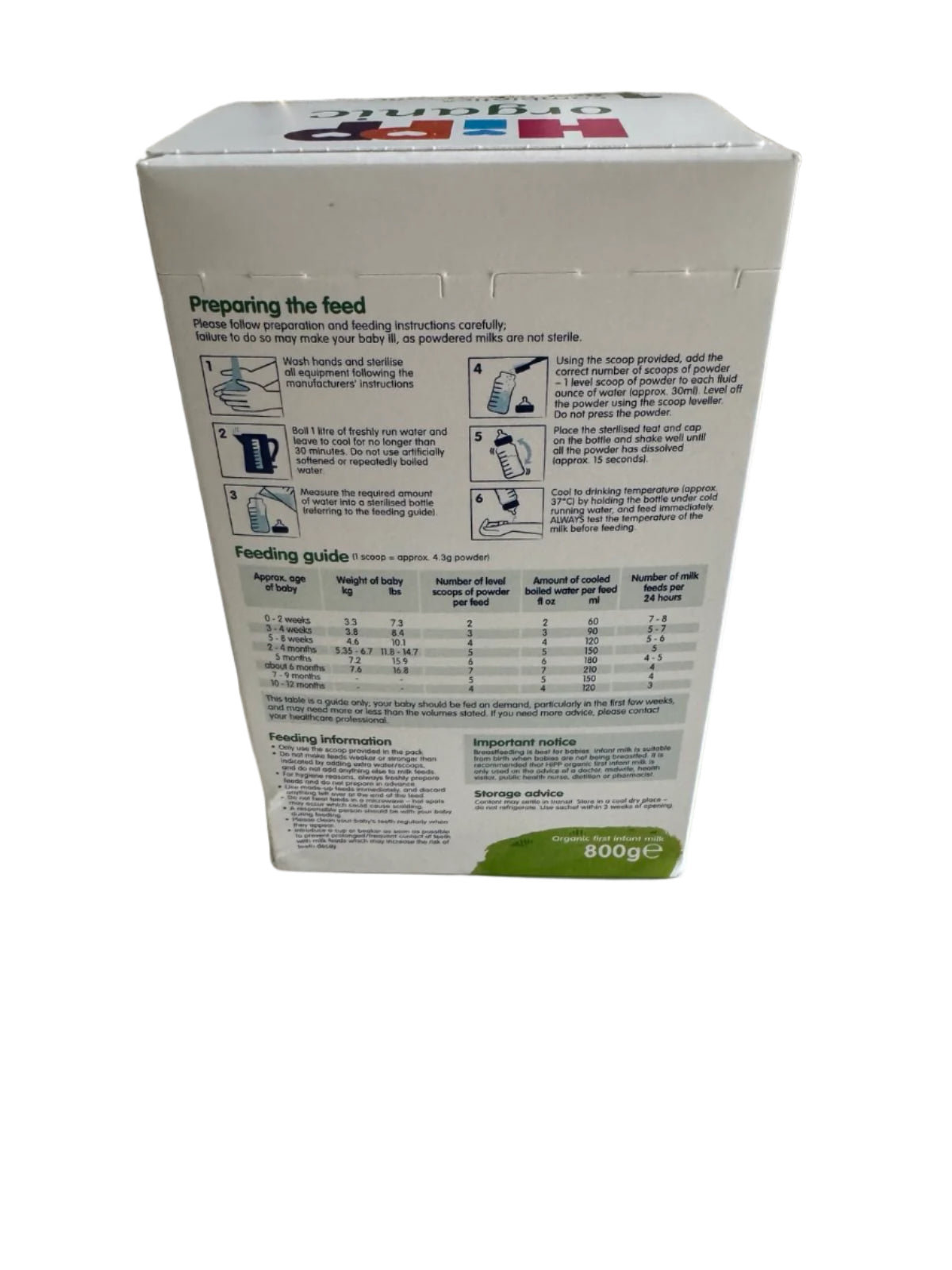 HiPP UK Stage 1 ORGANIC First Infant Baby Formula from birth to 6 months (800g)