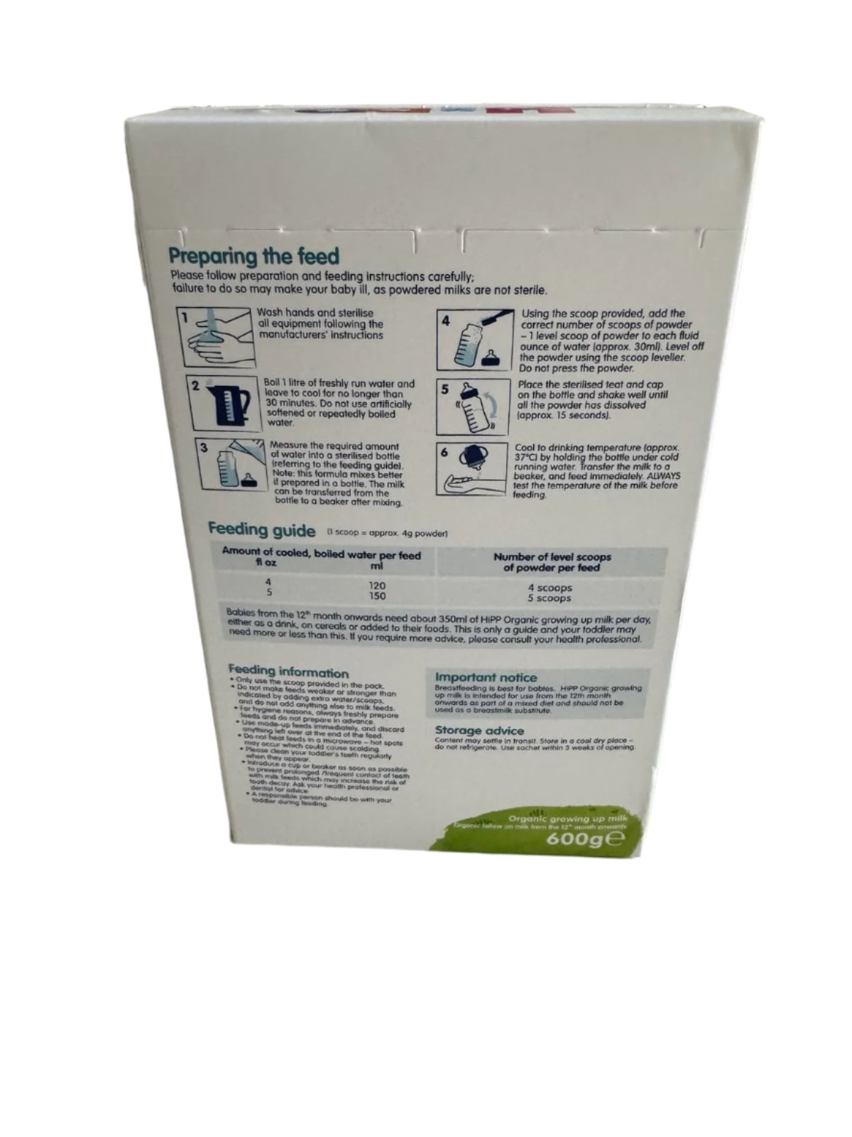 HiPP UK Stage 3 ORGANIC Growing Up Baby Formula 12+ months (600g)