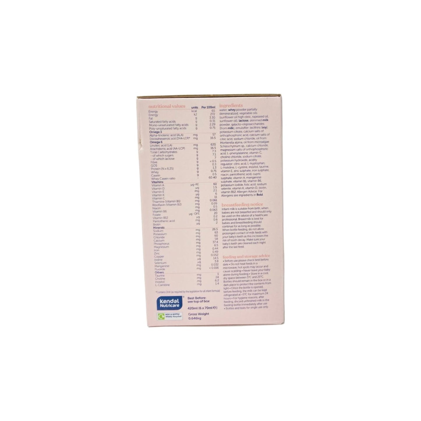 Kendamil Stage 1 First Infant Milk Starter Pack 6 x 70ml