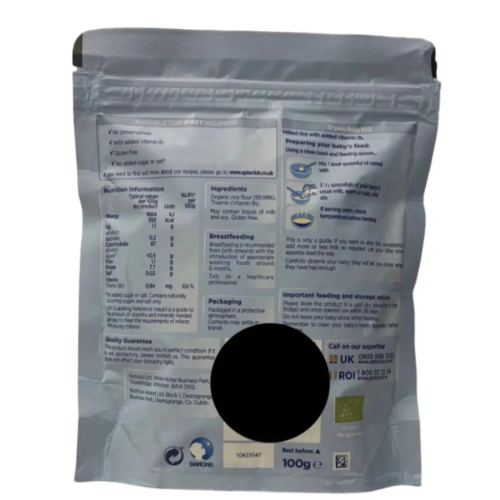 Aptamil Organic Baby Rice Cereal, 4 months+ Aptamil