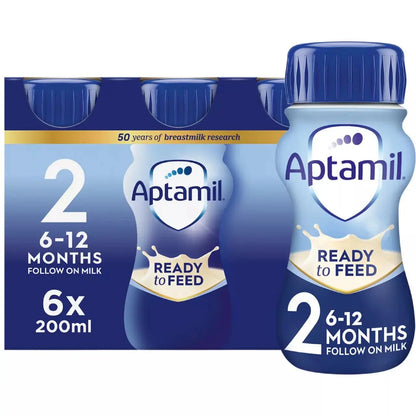 Aptamil Ready to Feed formula packaging for 6-12 month olds