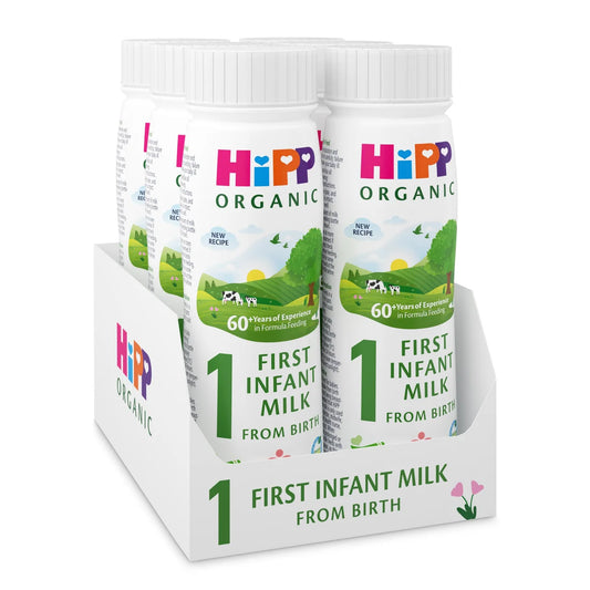 HiPP Organic 1 First Infant Baby Milk Liquid Formula From Birth 200ml - Pack of 6 (200ml x 6)