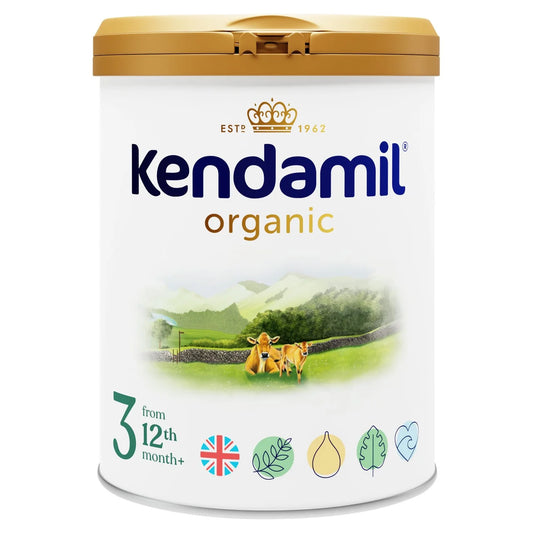 Kendamil organic toddler milk can against white background