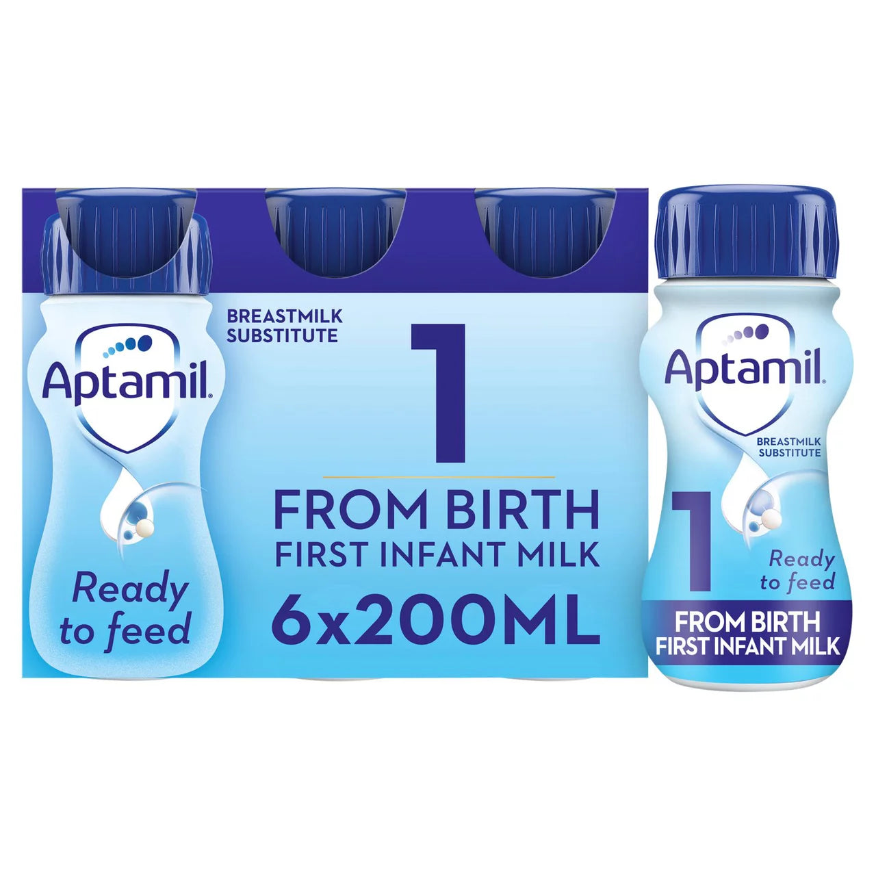 Aptamil 1 First Infant Baby Milk Formula Liquid Ready to Feed from Birth 6 x 200ml
