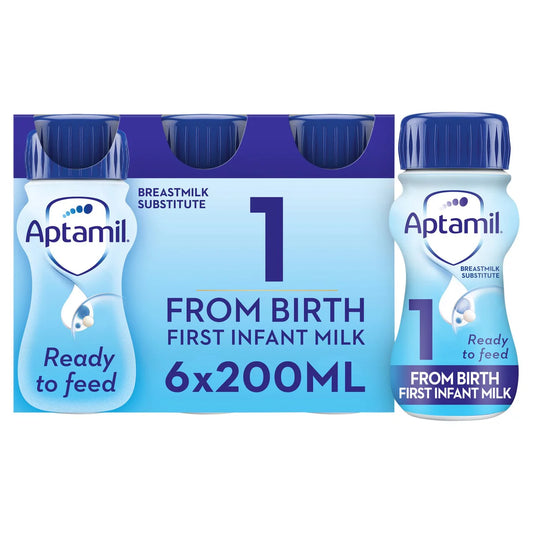 Aptamil 1 First Infant Baby Milk Formula Liquid Ready to Feed from Birth 6 x 200ml