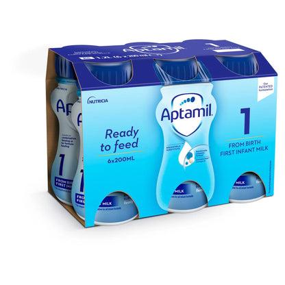 Aptamil 1 First Infant Baby Milk Formula Liquid Ready to Feed from Birth 6 x 200ml