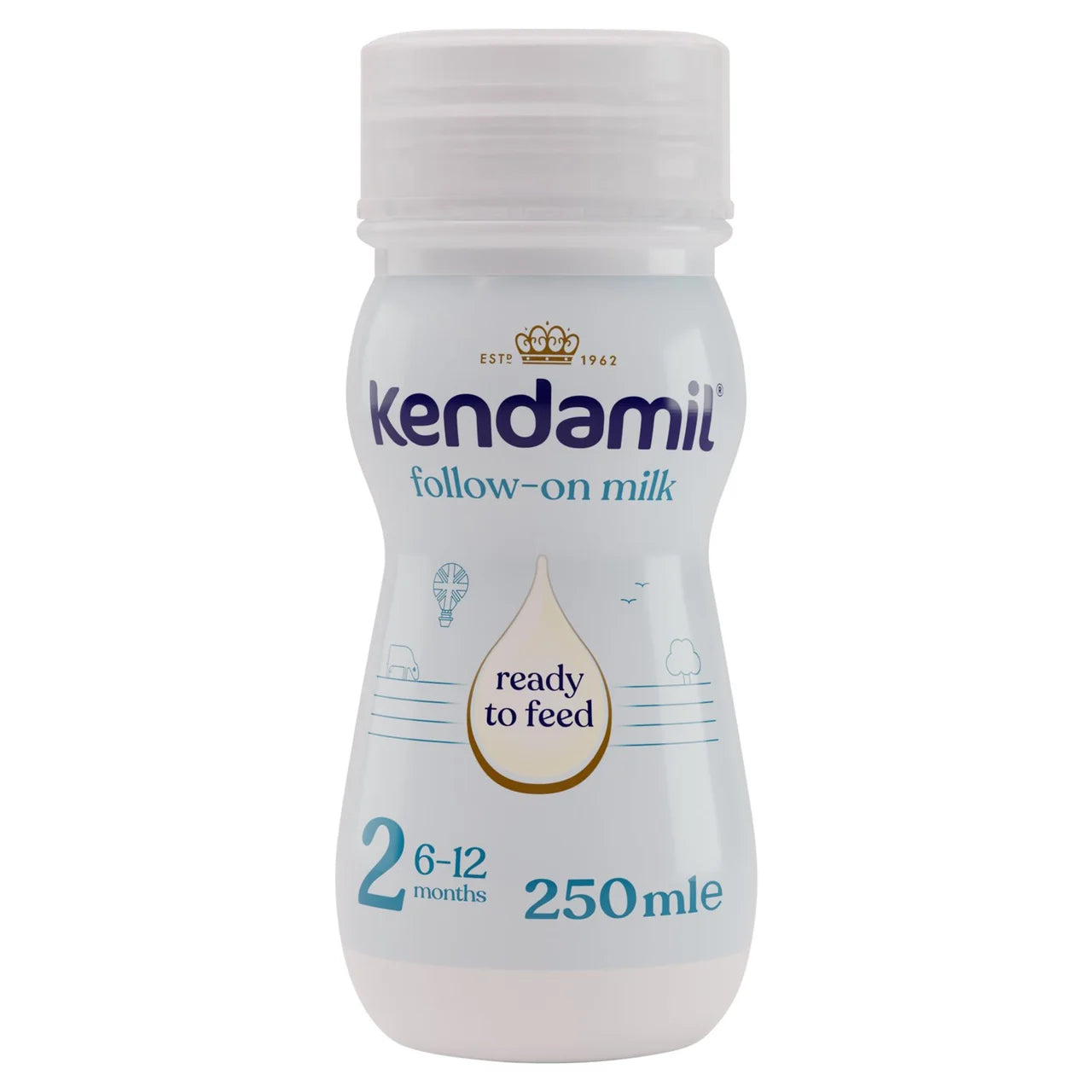 Kendamit follow-on milk bottle on a white background