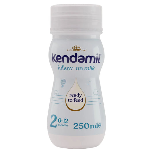Kendamit follow-on milk bottle on a white background