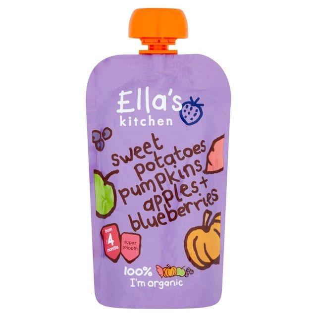 Ella's Kitchen Organic Sweet Potatoes, Pumpkin, Apples & Blueberries Pouch (120g) - Pack of 7 Pouches (120g x 7)