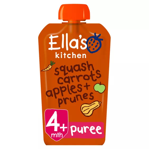 Ella's Kitchen Organic Butternut Squash, Carrots, Apples & Prunes Pouch (120g) - Pack of 7 Pouches (120g x 7)