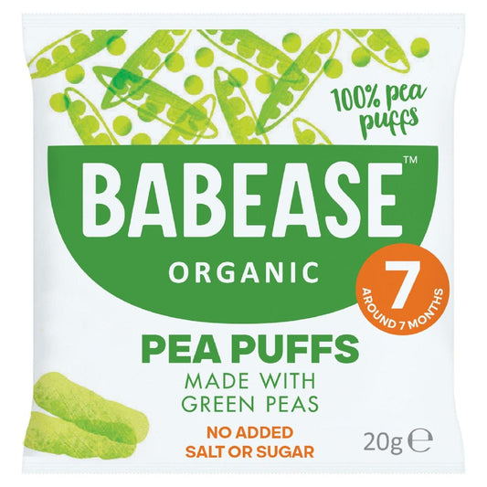 Babease Organic Baby Snack Pea Puffs, 7 months+ 20g Pack of 2 (20g x 2)