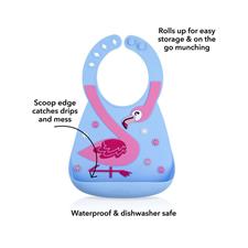 Nuby 3D Silicone Bib Flamingo (Blue)