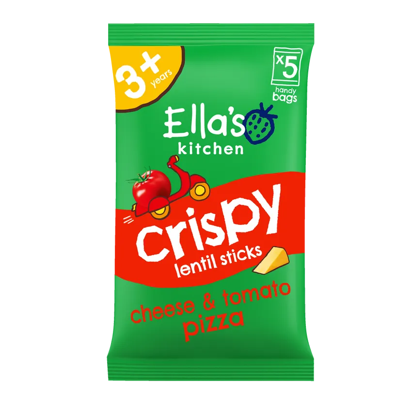 Ella's Kitchen Crispy Lentil Sticks Cheese + Tomato Pizza Flavour 3+ Years 5 Pack (10g x5)