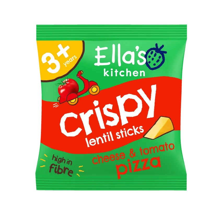 Ella's Kitchen Crispy Lentil Sticks Cheese + Tomato Pizza Flavour 3+ Years 5 Pack (10g x5)