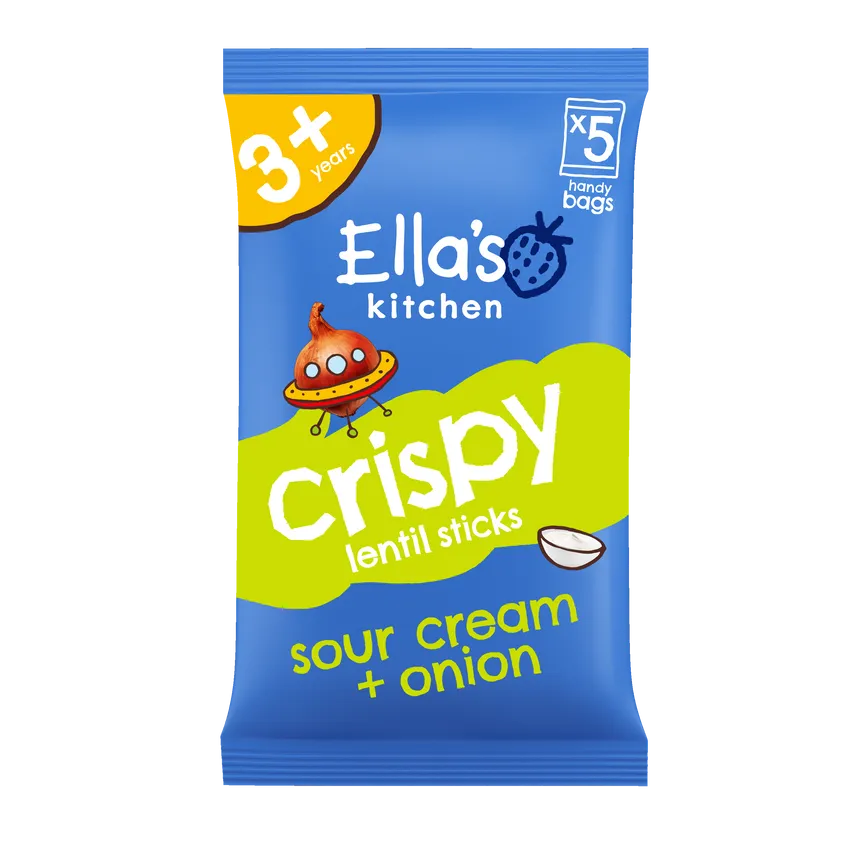 Ella's Kitchen Crispy Lentil Sticks Sour Cream + Onion Flavour 3+ Years 5 Pack (10g x5)