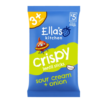 Ella's Kitchen Crispy Lentil Sticks Sour Cream + Onion Flavour 3+ Years 5 Pack (10g x5)