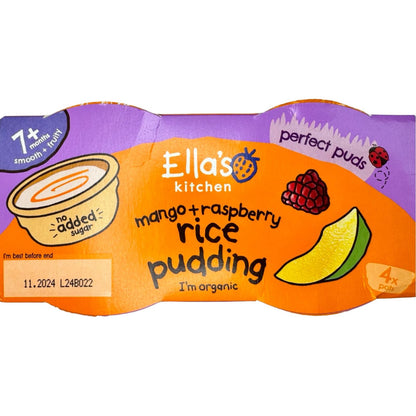 Ella's Kitchen Mango Raspberry Rice Pudding  7+Months (4 x 80g)