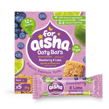 For Aisha Blueberry & Lime Oaty Bar (5x25g)