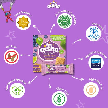 For Aisha Blueberry & Lime Oaty Bar (5x25g)