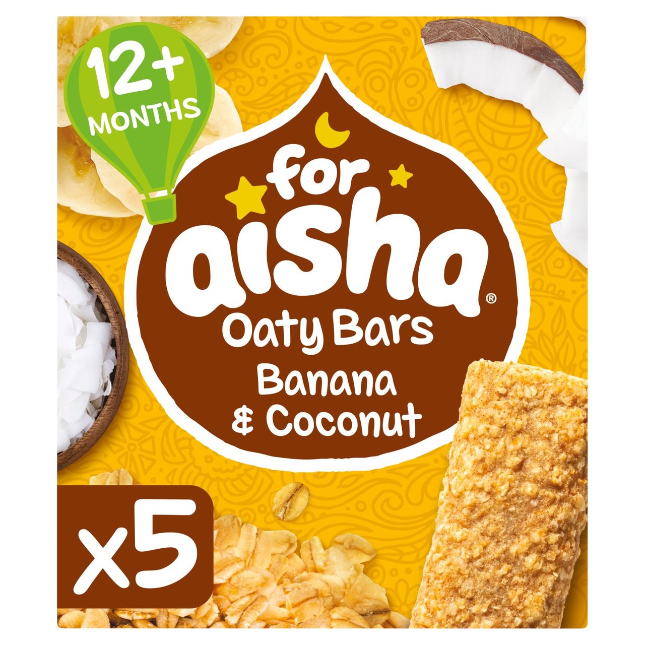 For Aisha Oaty Bars Banana & Coconut 5 x 25g