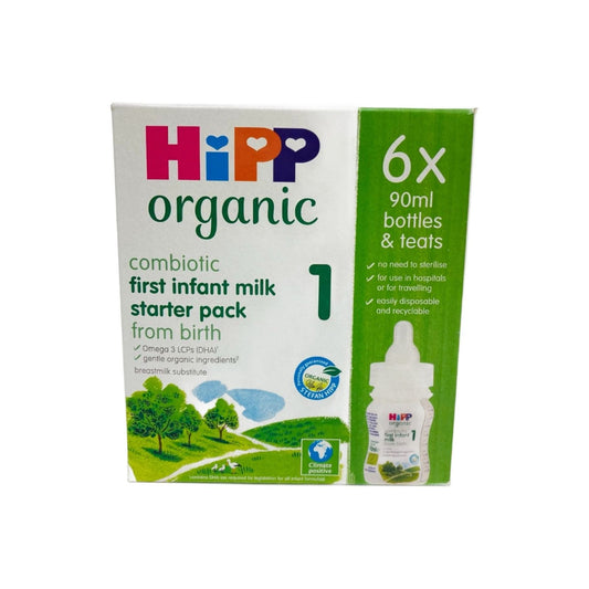 HiPP Organic 1 First Infant Baby Milk Ready to feed Starter pack (6x90ml bottles)