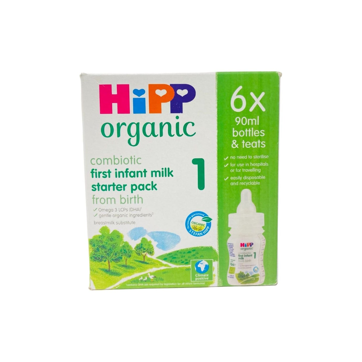 HiPP Organic 1 First Infant Baby Milk Ready to feed Starter pack (6x90ml bottles)