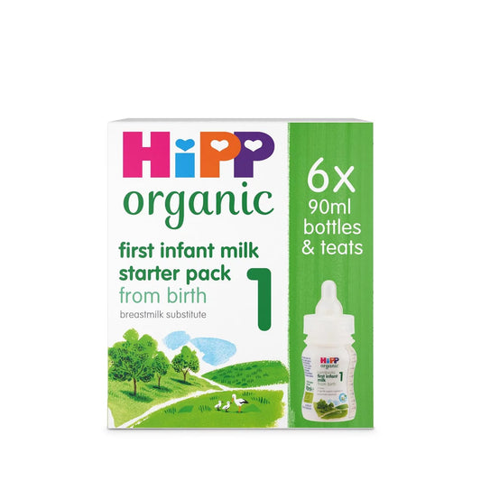 HiPP Organic 1 First Infant Baby Milk Ready to feed Starter pack (6x90ml bottles)