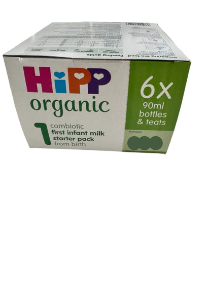 HiPP Organic 1 First Infant Baby Milk Ready to feed Starter pack (6x90ml bottles)