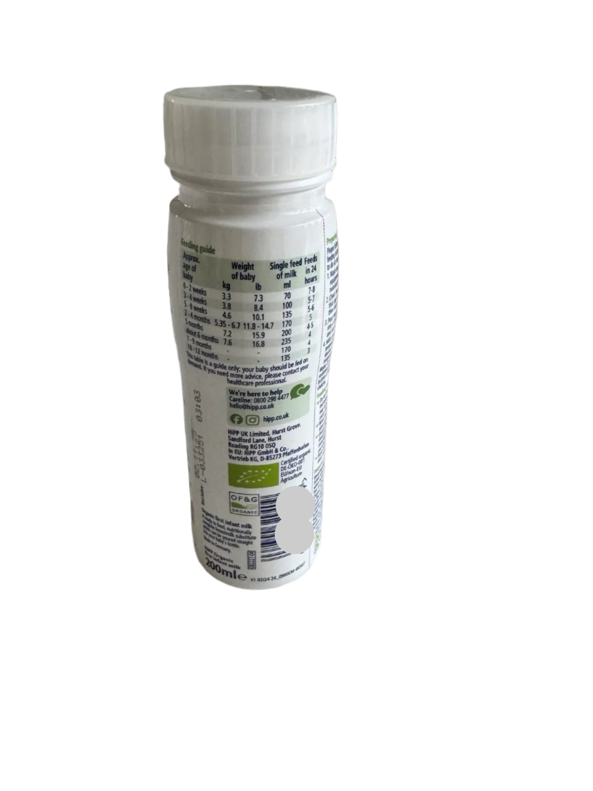 HiPP Organic 1 First Infant Baby Milk Liquid Formula From Birth 200ml - Pack of 6 (200ml x 6)
