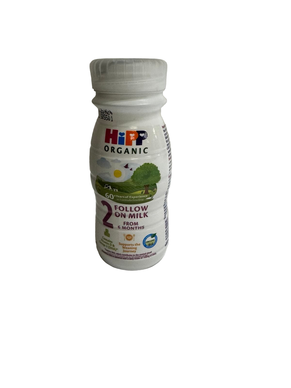 HiPP Organic Follow On Milk ready to drink bottle on a white background