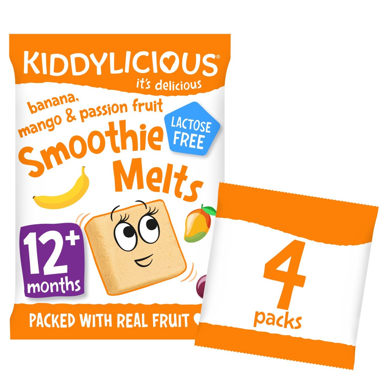 Kiddylicious Banana, Mango & Passionfruit Smoothie Melts Baby Snacks Multipack (4 x 6g)