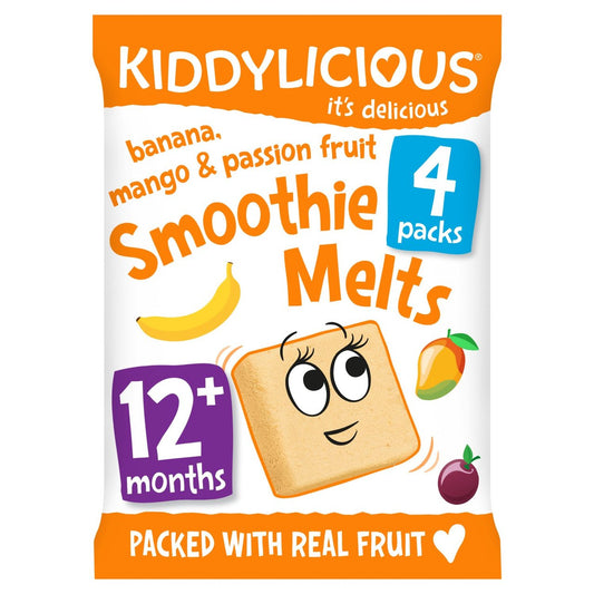 Kiddylicious Banana, Mango & Passionfruit Smoothie Melts Baby Snacks Multipack (4 x 6g)