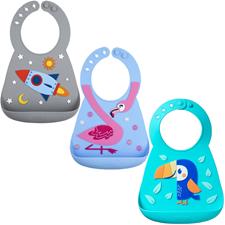 Nuby 3D Silicone Bib Flamingo (Blue)