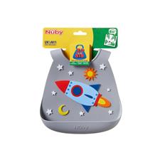 Nuby 3D Silicone Bib Rocket (Grey)