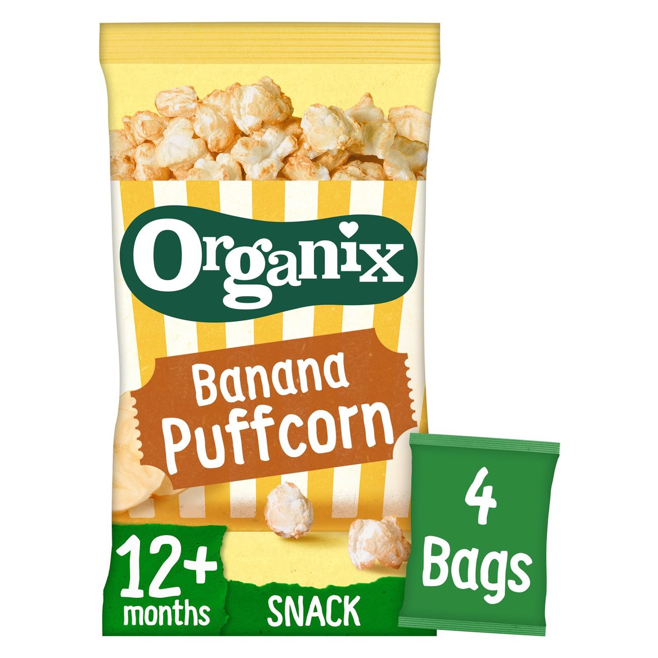 Organix Banana Puffcorn, 12 months+ Multipack 4 x 10g