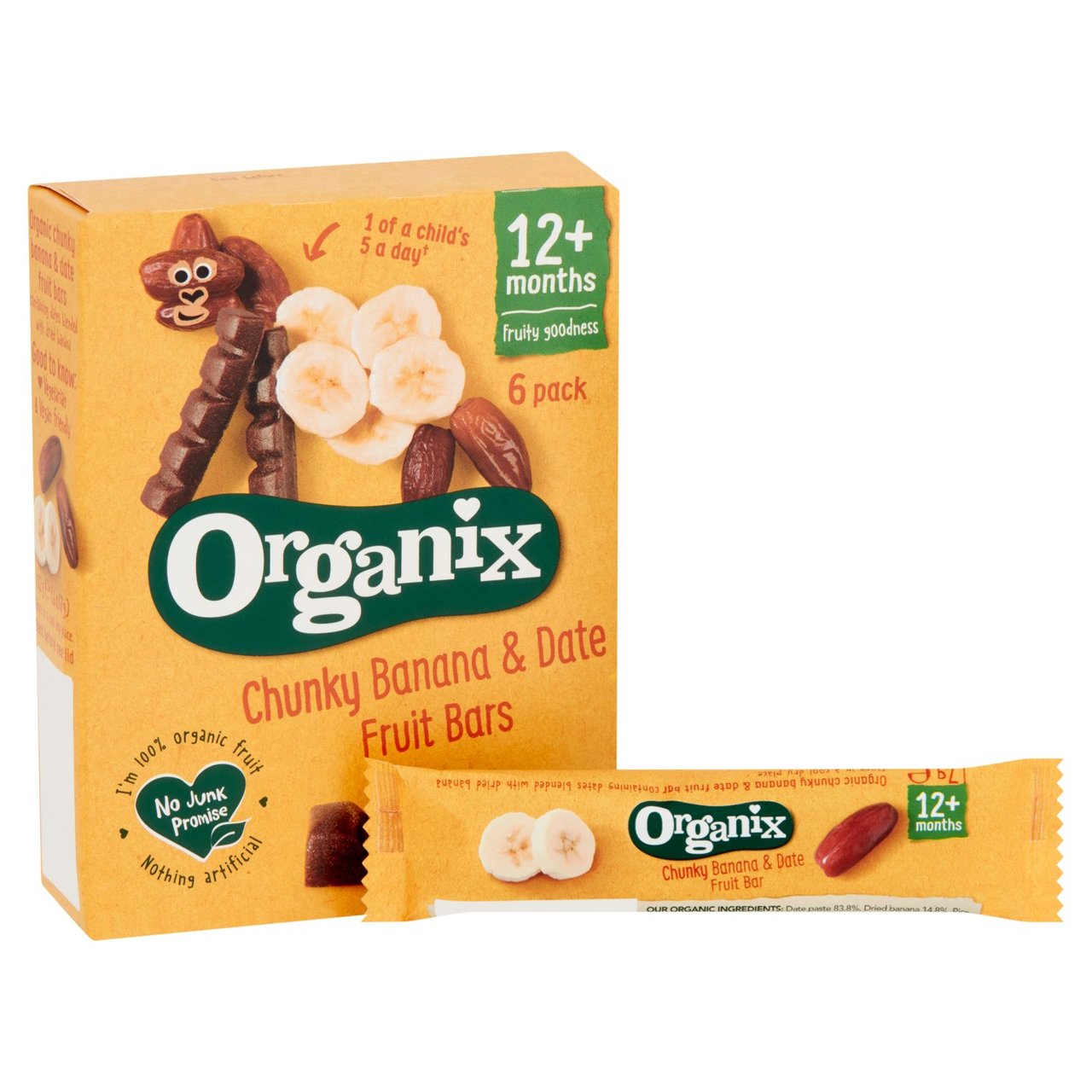 Organix Banana & Date Organic Fruit Bars, 12 mths+ Multipack 6 x 17g