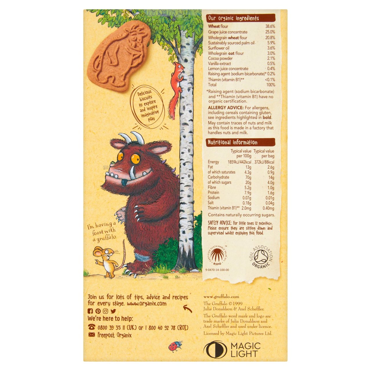 Organix Cocoa & Vanilla Organic Gruffalo Biscuits, 12 months+ Multipack 5 x 20g