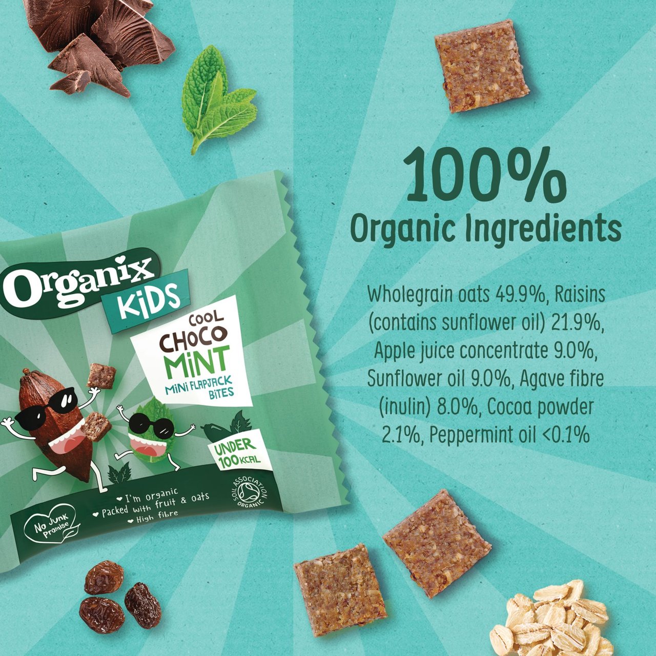 Organix KIDS Cool Choco Mint Mini Organic Flapjack Bites 4 x 23g