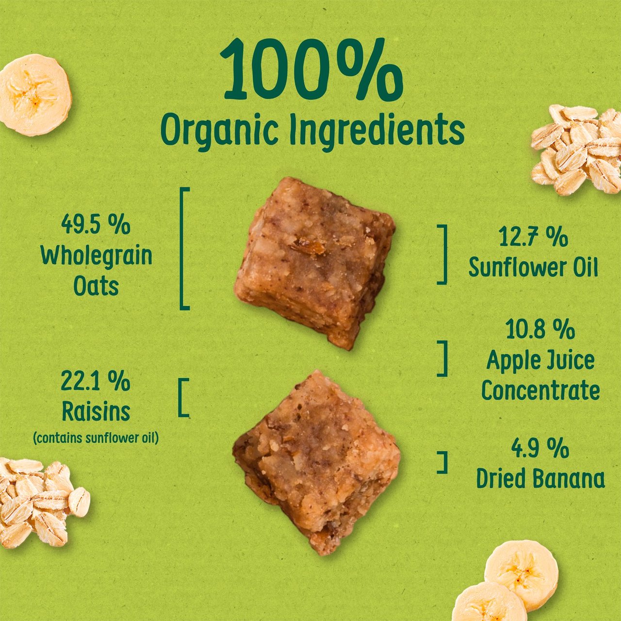 Organix Mini Organic Oat & Banana Flapjack Toddler Snacks Multipack 4 x 20g