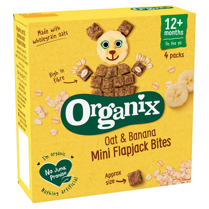 Organix Mini Organic Oat & Banana Flapjack Toddler Snacks Multipack 4 x 20g