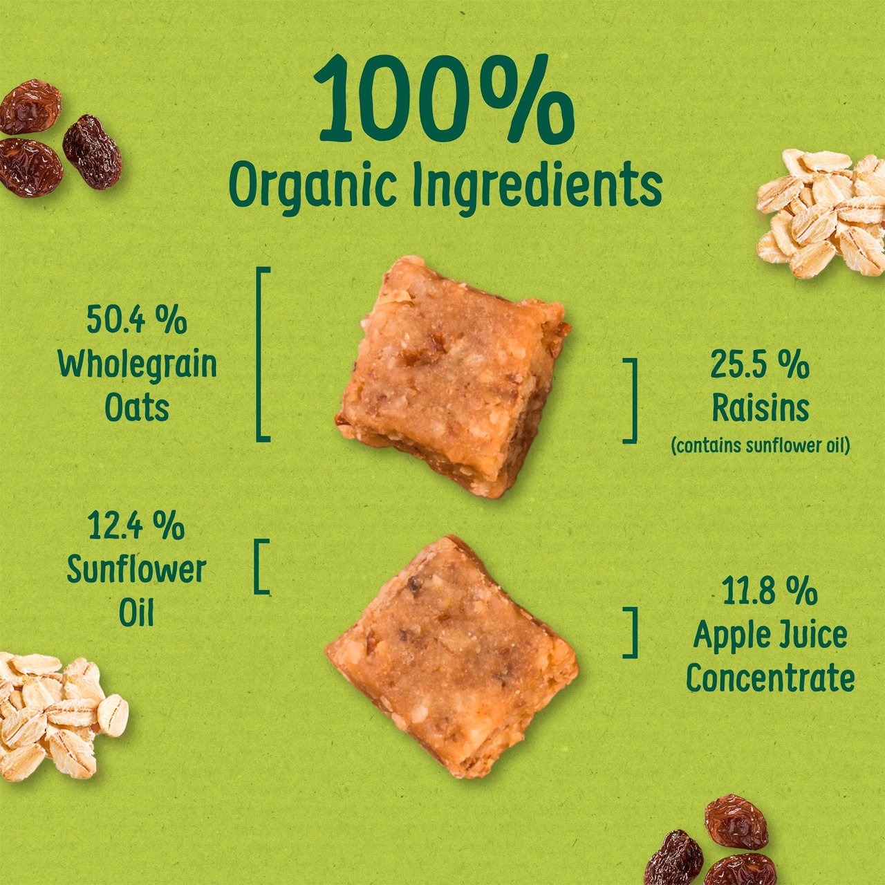 Organix Mini Organic Oat & Raisin Flapjack Toddler Snacks Multipack 4 x 20g