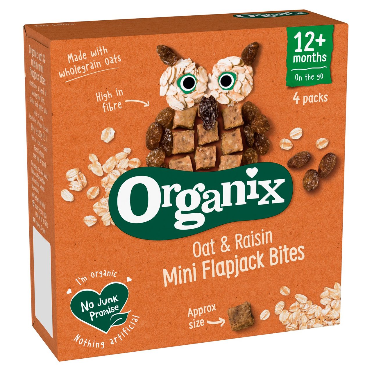 Organix Mini Organic Oat & Raisin Flapjack Toddler Snacks Multipack 4 x 20g