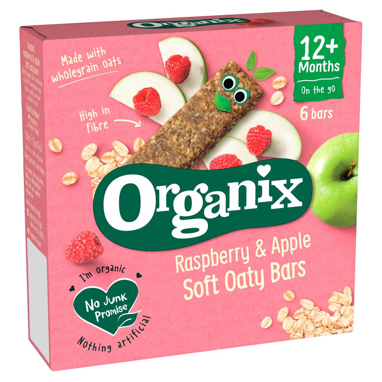 Organix Raspberry & Apple Organic Soft Oaty Bars Toddler Snack Multipack 6 x 23g