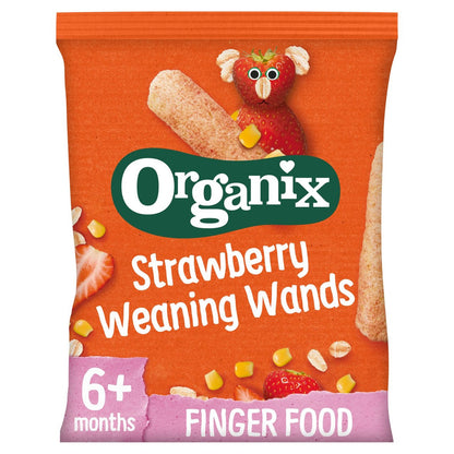 Organix Strawberry Weaning Wands Organic Baby 6 months+ snack 25g - Pack of 3 - (25g x 3)