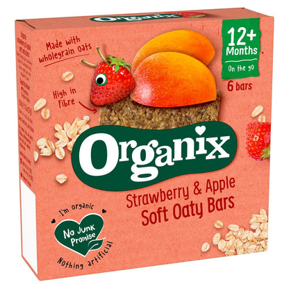 Organix Strawberry & Apple Organic Soft Oaty Bars Toddler Snack Multipack 6 x 23g